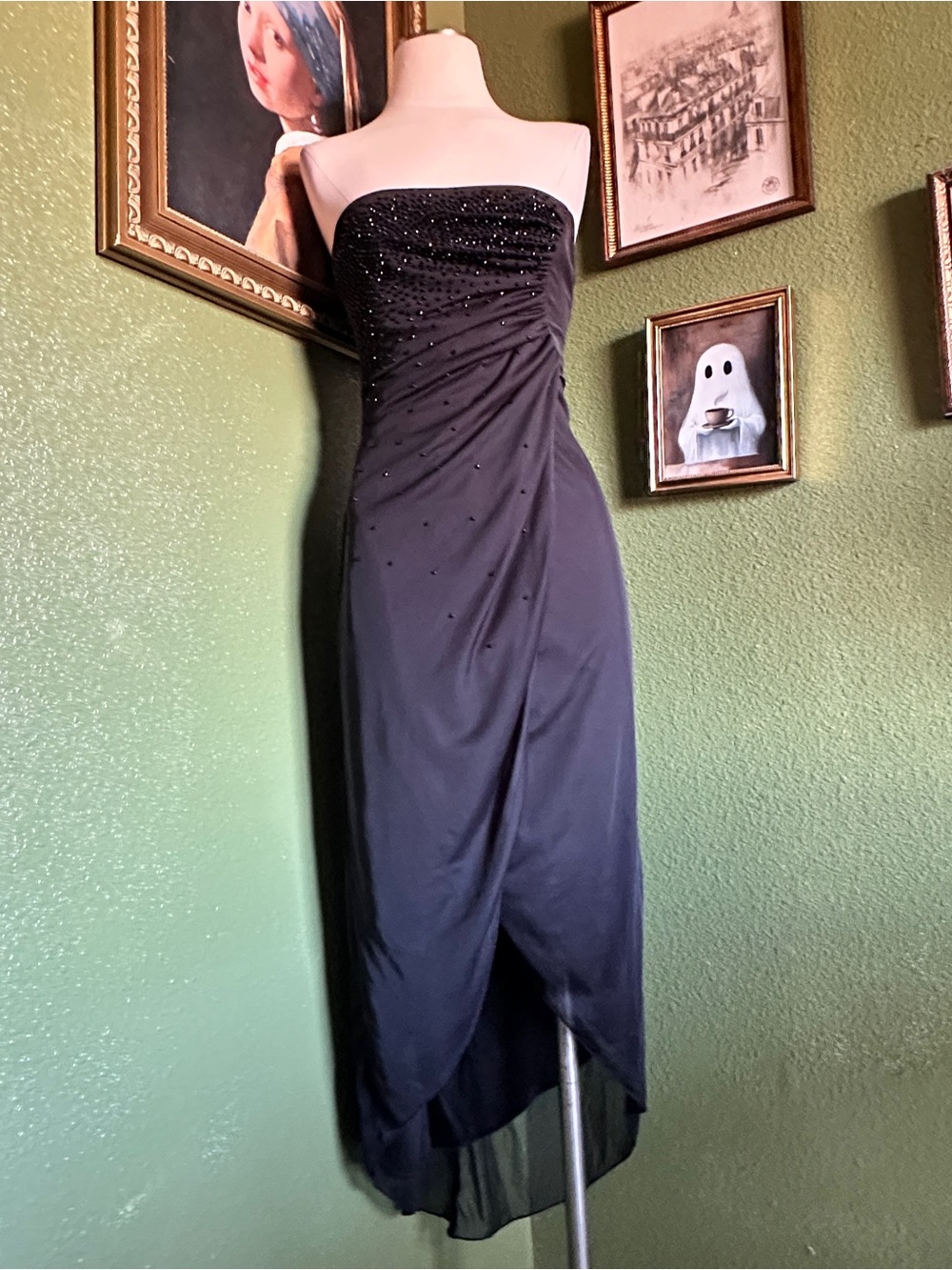 Rampage Strapless Black Beaded Cocktail Dress